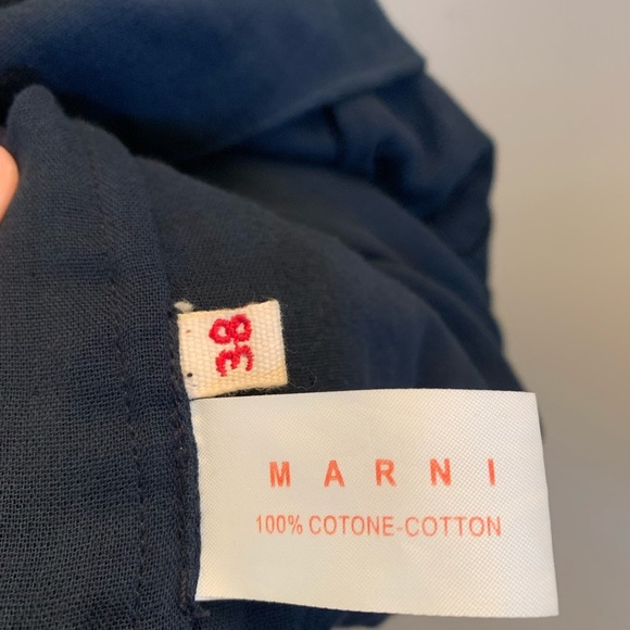 Marni navy blue cotton low cut dress with pockets - Picture 6 of 9